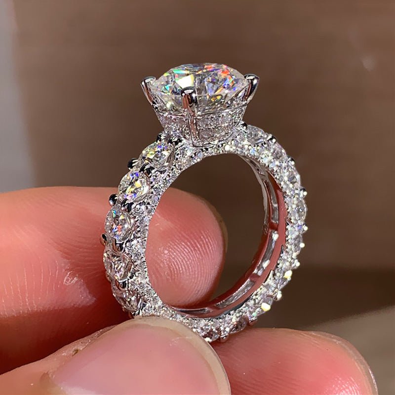 Copper Inlaid Zircon Ring – Elegant Women’s White Gold Style Jewelry