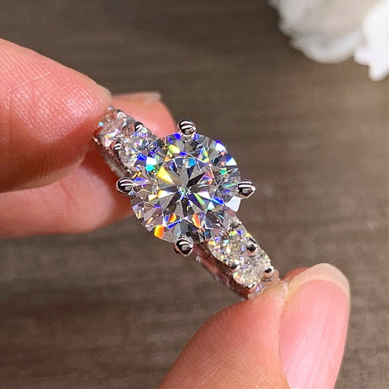 Copper Inlaid Zircon Ring – Elegant Women’s White Gold Style Jewelry