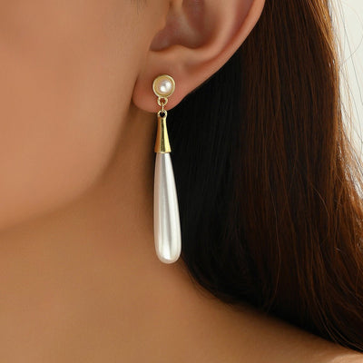 Pearl Drop-Shaped Long Earrings – Elegant Women’s Fashion Jewelry